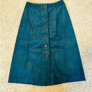NWT Banana Republic Factory Button-Front Corduroy Midi Skirt Teal 6